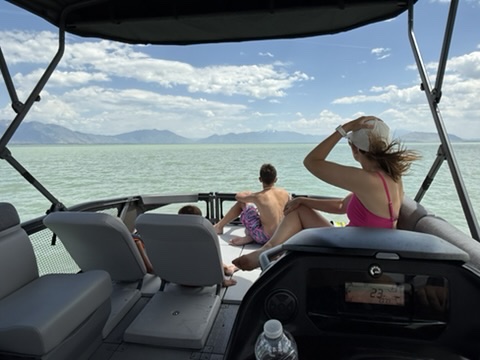 Passengers enjoying a day on Utah Lake
